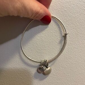 Alex and Ani Silver Heart Charm Bangle with Flag Accent